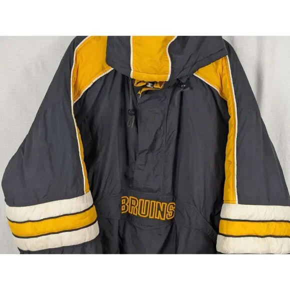 Vintage Starter Boston Bruins Pullover Puffer Coat w/ Front Pocket Size 2XL/XXL - Picture 3 of 15